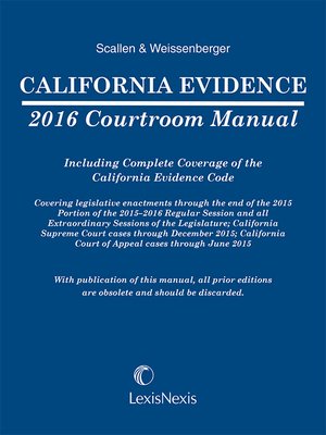 cover image of California Evidence 2016 Courtroom Manual